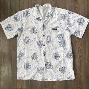 COJ Apparels Bahamas Monstera Leaf Print Short Sleeve Cotton Shirt Size XL